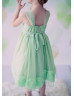 Organza Knee Length Flower Girl Dress With Decorated Flowers